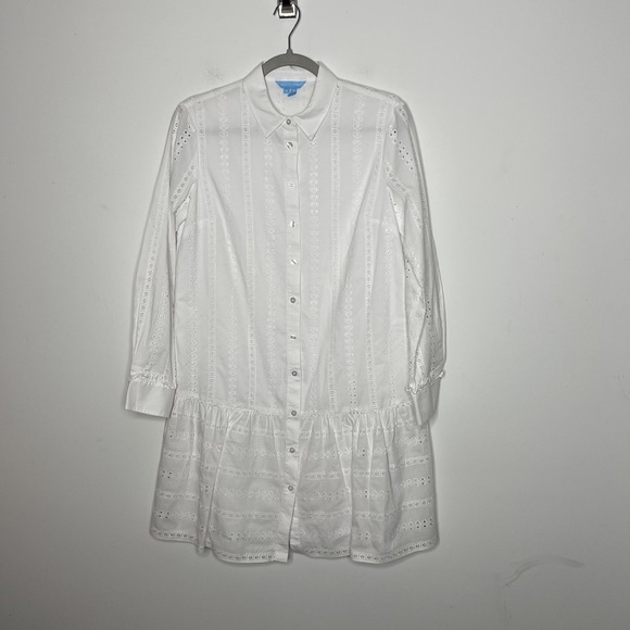 Draper James Dresses & Skirts - Draper‎ James Dress Womens 4 White Eyelet Shirt Dress Long Sleeve Lined DRW0642